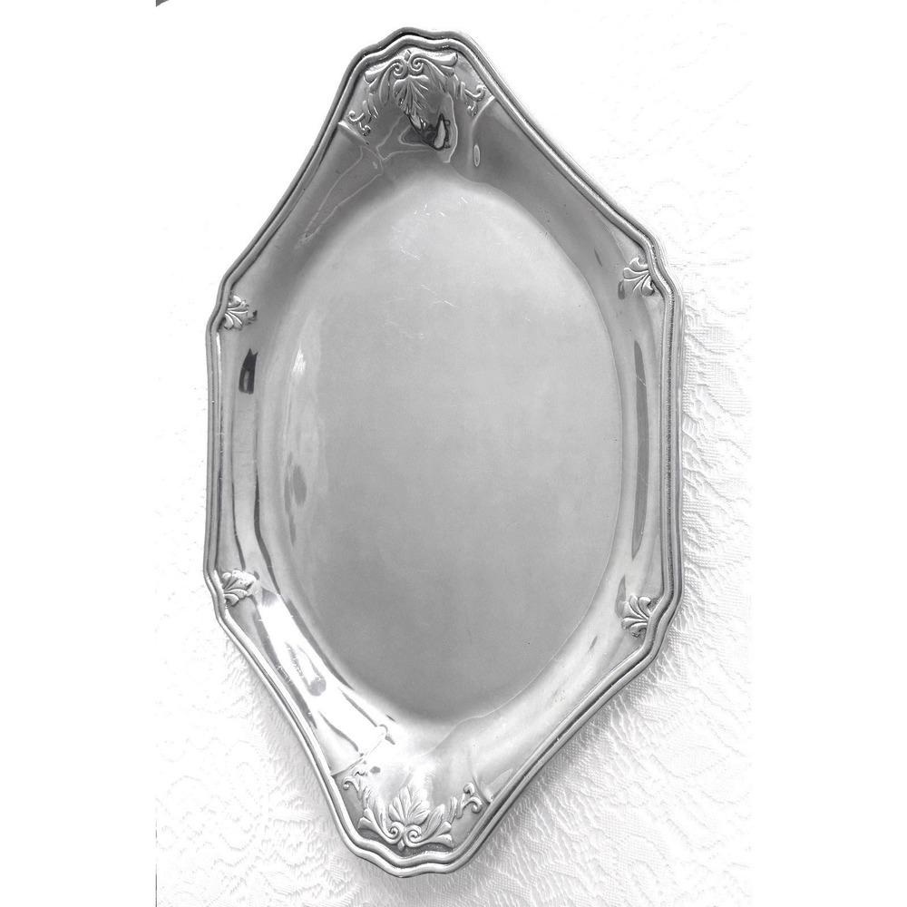 Lenox Large Platter Silver Tone Oval Serving Decorative‎ Dish Embossed Home